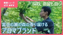 「森と自分、お互いが共に豊かになれるように」　森の香りをアロマに　1kgの枝から精油 わずか4ml　枝の採取、蒸留も自ら　山梨で手作りのアロマブランド