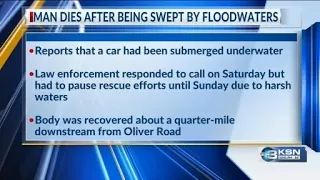 Man dies after vehicle swept away in Kansas floodwaters
