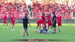 🔴⚪️ إحماءات لاعبي مولودية وهران قبل بداية المواجهة أمام شباب عين تموشنت