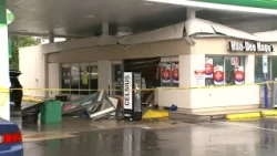 Gas station workers hear 'cracking' sound, get out seconds before roof collapse