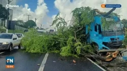 Double trailer truck loses control and hits van on BR-101 #BreakingNews