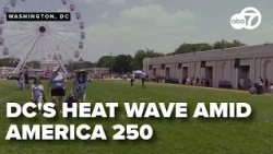 Fourth of July visitors are bearing through DC's scorching heat wave along the National Mall