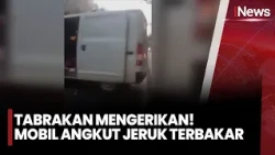 Tabrakan Maut! Mobil Angkut Jeruk Terbakar Usai Benturan dengan Kendaraan dari Arah Berlawanan