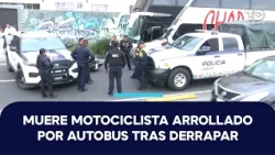 Motorcyclist dies after skidding on Río Churubusco, Iztacalco; here is how he was struck by a bus