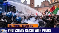 Italy Protests Turn Violent In Bologna, Turin | Police Fire Tear Gas, Use Water Cannon | News9