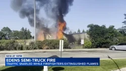 Semi engulfed in flames on I-94 near Northbrook, video shows