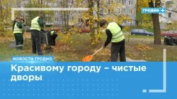 In Grodno, students are helping municipal workers clean up the streets.