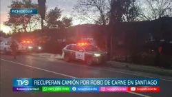 Carabineros recover truck with 600 boxes of meat in the El Toco sector of Pichidegua