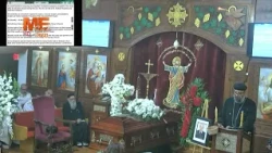 أنبا إرميا يقدم رسالة تعزية في صلاة جناز. د. شوقي شحاتة بكنيسة يوحنا الحبيب ومريم المجدلية، نيوچرسي.