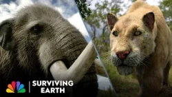 Gomphothere Charges Saber-Toothed Tiger; Mother Mammoth Embraces Mastodon | Surviving Earth | NBC