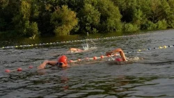 Open water swimming competition on the eve of Triathlon Veenendaal