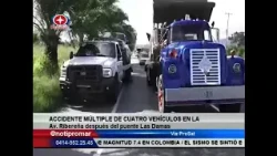 Four-vehicle pileup on Av. Ribereña after Las Damas bridge