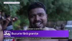 Cum se distrează și răcoresc muncitorii străini alături de localnici, pe un râu din Ilfov