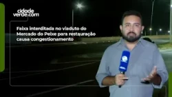 Lane closed on the Mercado do Peixe overpass for repairs causes traffic jam