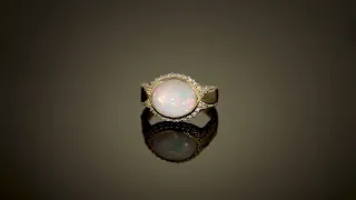 Äthiopischer Welo Opal & Zirkon Goldplattierter Silberring, 3,30ct