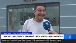 🚗 Tried to avoid a traffic cone and ended up crashed into a storefront in Río Cuarto