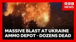 At least 37 dead in huge blast as arms depot hit by Russian drone in Ukraine | BBC News