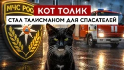 Кот Толик стал талисманом для спасателей