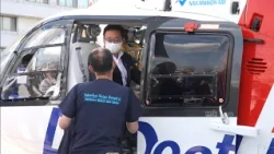 Health Minister Ueno Visits Saiseikai Shiga Hospital to Ensure Stable Doctor Helicopter Operations