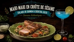 La Table de Maria: Mahi-Mahi en Croûte de Sésame | Salade de Quinoa & Cocktail Bleu