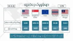 ဩဂုတ်လ  ၂၆ ရက်နေ့ ၊ ညနေ ၅ နာရီထိ နောက်ဆုံးရ စျေးနှုန်းများ
