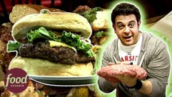 Adam Richman Tackles The 7.5lb Sasquatch Burger Challenge | Man V Food With Adam Richman