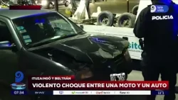 Mendoza: motorcycle and car crash complicates traffic at a busy intersection