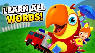 Larry the Parrot Learns ALL the Words! | Colors, Vehicles & Toys for Toddlers | BabyFirst