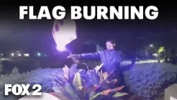 Detroit suspect caught on camera setting American Flag on fire