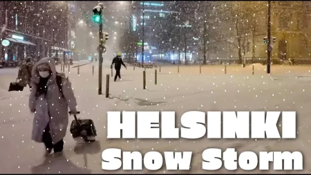 Helsinki Snowstorm City Walk in Winter