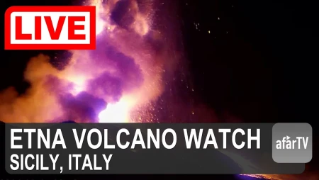 Mount Etna Volcano Live , Sicily, Italy