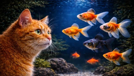 Cat TV Aquarium with Real Fish for Cats to Watch